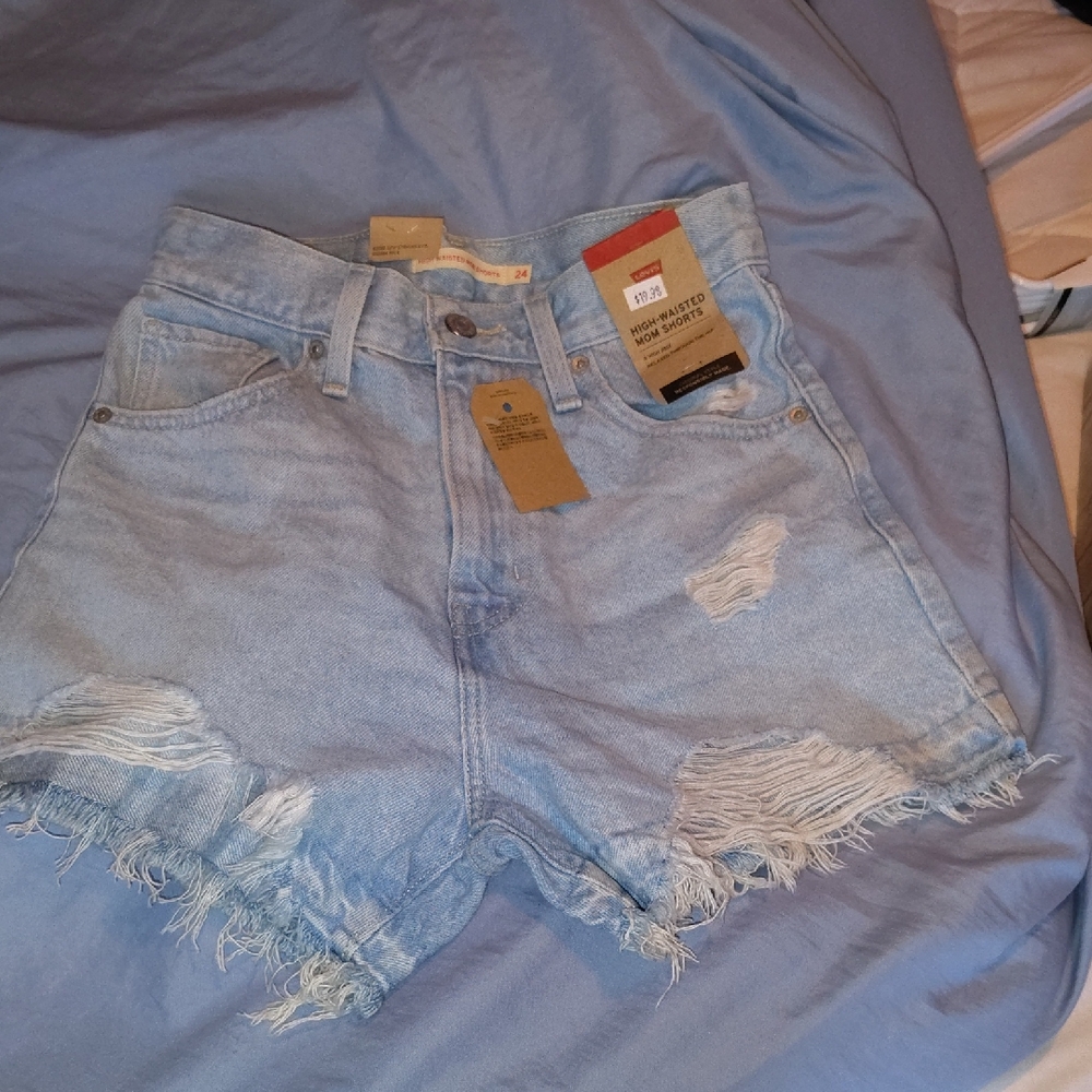 Levi's Blue Jean Shorts with Distressed Hem